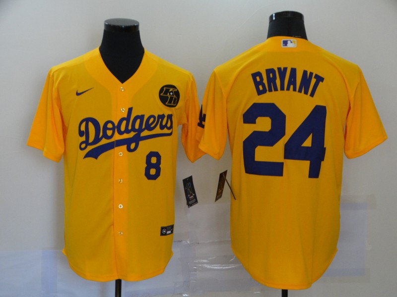 Men's Los Angeles Dodgers Front #8 Back #24 Kobe Bryant Orange 2020 KB Patch Cool Base Stitched Jersey
